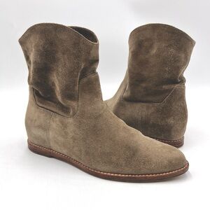 VINCE Sinclair Suede Boots Pull On Gray Green size 6.5